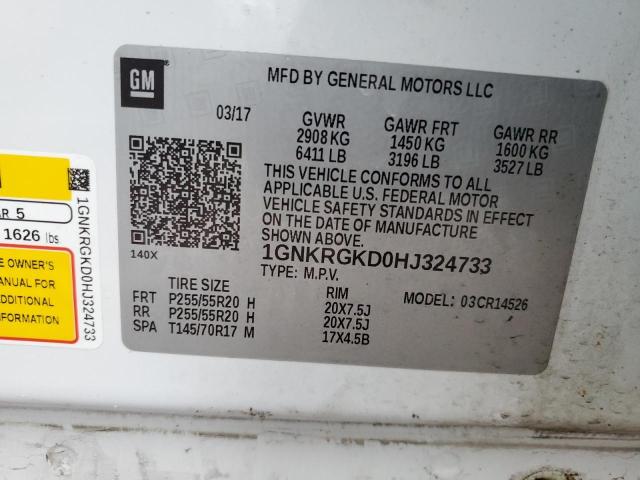 Photo 14 from auction – 2017 CHEVROLET TRAVERSE L with VIN 1GNKRGKD0HJ324733