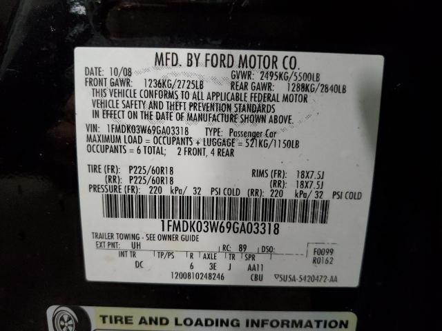 Photo 14 from auction – 2009 FORD TAURUS X L with VIN 1FMDK03W69GA03318