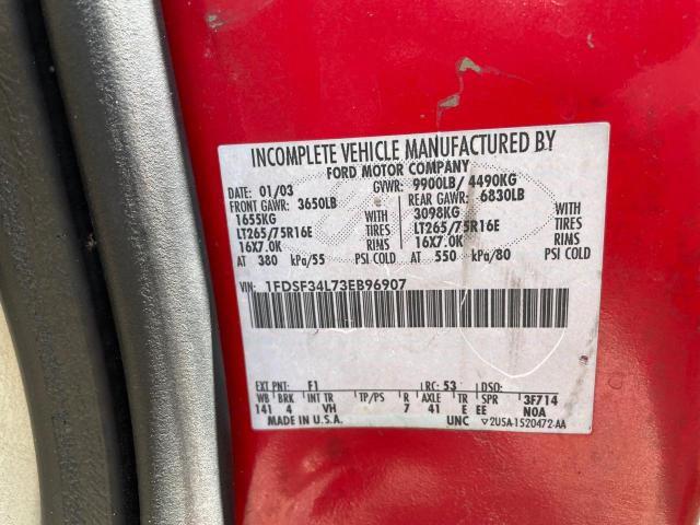 Photo 10 from auction – 2003 FORD F350 SRW S with VIN 1FDSF34L73EB96907