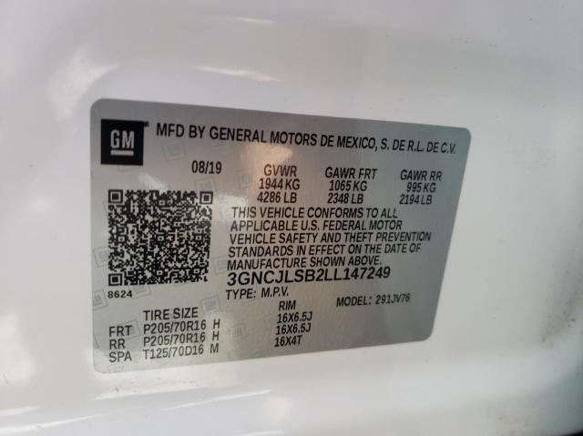 Photo 10 from auction – 2020 CHEVROLET TRAX 1LT with VIN 3GNCJLSB2LL147249
