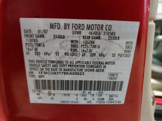 Photo 14 from auction – 2008 FORD ESCAPE XLT with VIN 1FMCU93178KA05623