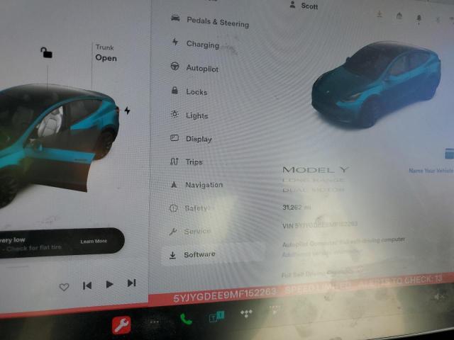 Photo 9 from auction – 2021 TESLA MODEL Y with VIN 5YJYGDEE9MF152263