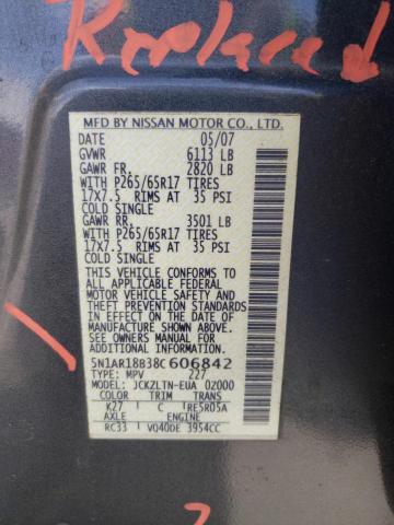 Photo 14 from auction – 2008 NISSAN PATHFINDER with VIN 5N1AR18B38C606842