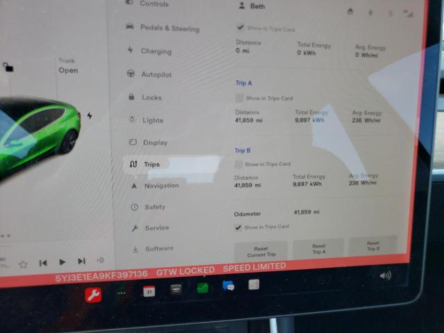 Photo 9 from auction – 2019 TESLA MODEL 3 with VIN 5YJ3E1EA9KF397136