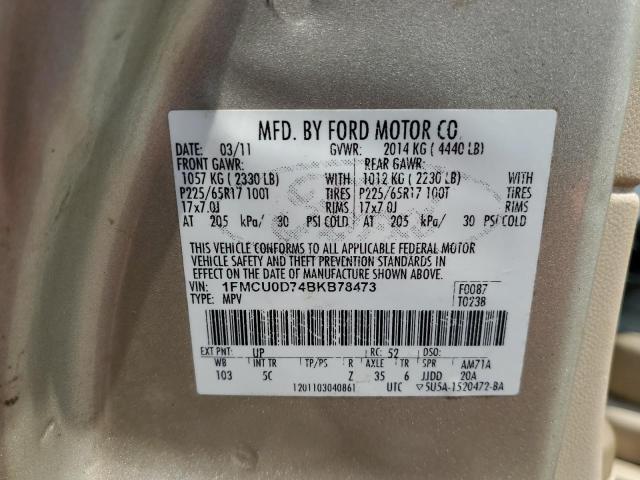 Photo 14 from auction – 2011 FORD ESCAPE XLT with VIN 1FMCU0D74BKB78473