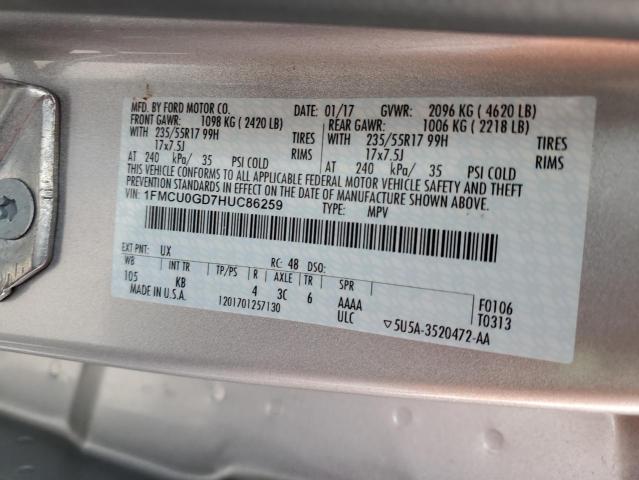 Photo 14 from auction – 2017 FORD ESCAPE SE with VIN 1FMCU0GD7HUC86259