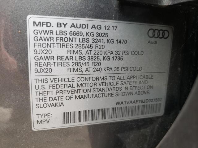 Photo 14 from auction – 2018 AUDI Q7 PRESTIG with VIN WA1VAAF76JD027592