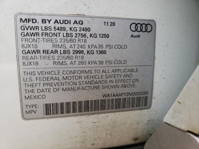 Photo 14 from auction – 2021 AUDI Q5 PREMIUM with VIN WA1AAAFY2M2033283
