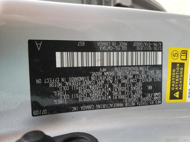 Photo 14 from auction – 2010 LEXUS RX 350 with VIN 2T2BK1BA0AC022176