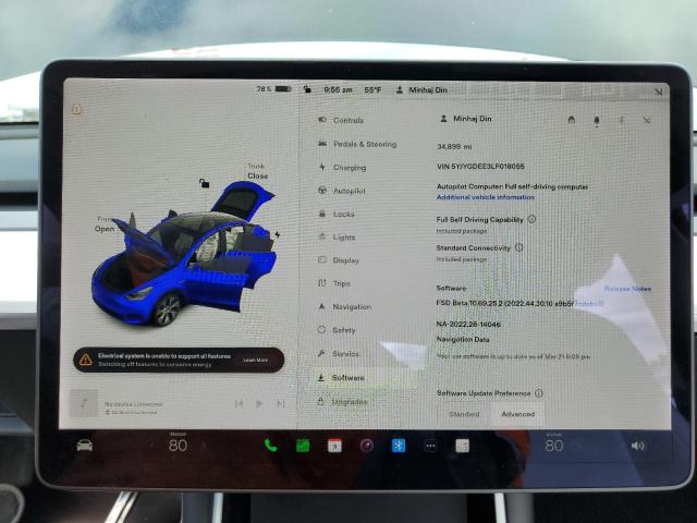 Photo 9 from auction – 2020 TESLA MODEL Y with VIN 5YJYGDEE3LF018055