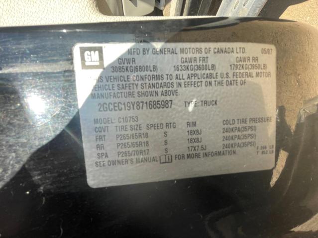 Photo 10 from auction – 2007 CHEVROLET SILVERADO with VIN 2GCEC19Y871685987