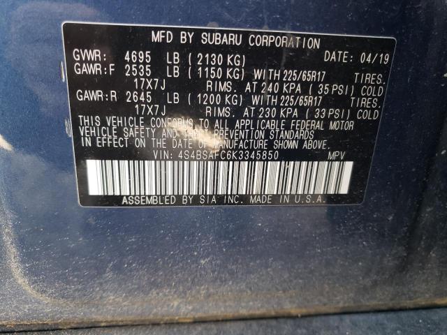 Photo 14 from auction – 2019 SUBARU OUTBACK 2. with VIN 4S4BSAFC6K3345850