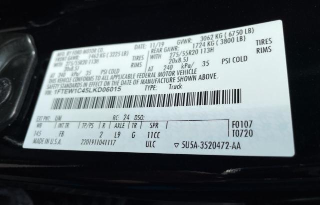Photo 10 from auction – 2020 FORD F150 SUPER with VIN 1FTEW1C45LKD06015