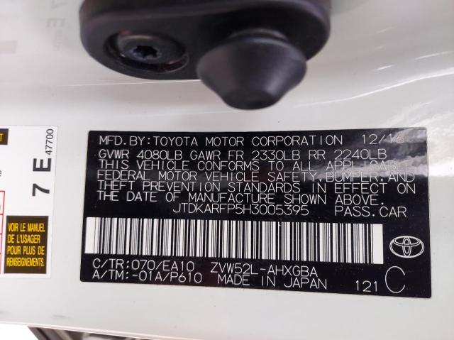 Photo 10 from auction – 2017 TOYOTA PRIUS PRIM with VIN JTDKARFP5H3005395