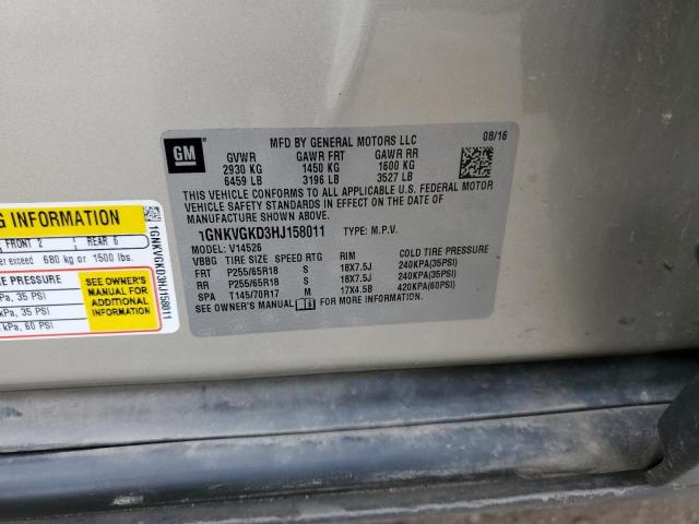 Photo 14 from auction – 2017 CHEVROLET TRAVERSE L with VIN 1GNKVGKD3HJ158011