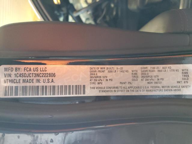 Photo 14 from auction – 2022 DODGE DURANGO R/ with VIN 1C4SDJCT3NC222806