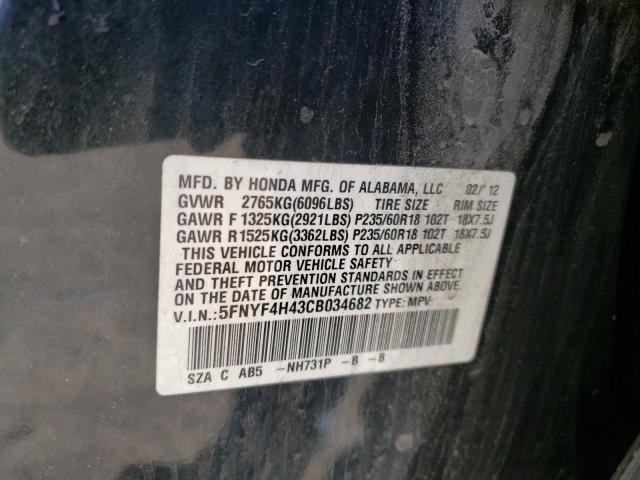 Photo 14 from auction – 2012 HONDA PILOT EX with VIN 5FNYF4H43CB034682