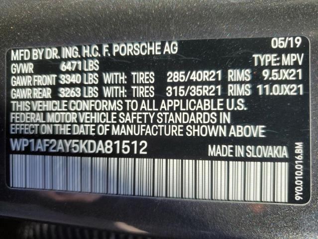 Photo 14 from auction – 2019 PORSCHE CAYENNE TU with VIN WP1AF2AY5KDA81512