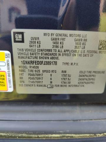 Photo 10 from auction – 2015 CHEVROLET TRAVERSE L with VIN 1GNKRFED0FJ389178