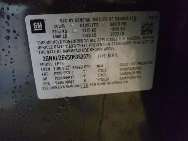 Photo 14 from auction – 2013 CHEVROLET EQUINOX LT with VIN 2GNALDEK5D6333070