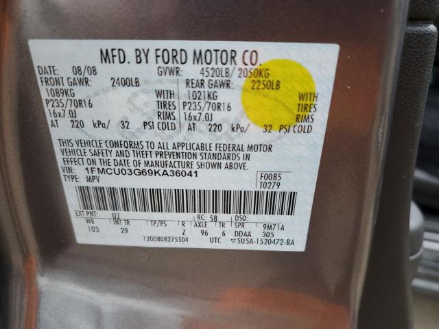 Photo 14 from auction – 2009 FORD ESCAPE XLT with VIN 1FMCU03G69KA36041