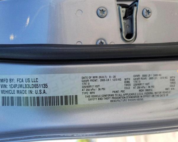 Photo 10 from auction – 2020 JEEP CHEROKEE L with VIN 1C4PJMLB3LD651135