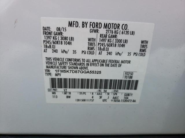 Photo 14 from auction – 2016 FORD EXPLORER X with VIN 1FM5K7D87GGA55325