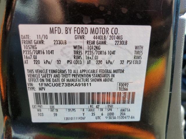 Photo 10 from auction – 2011 FORD ESCAPE LIM with VIN 1FMCU0E73BKA91811