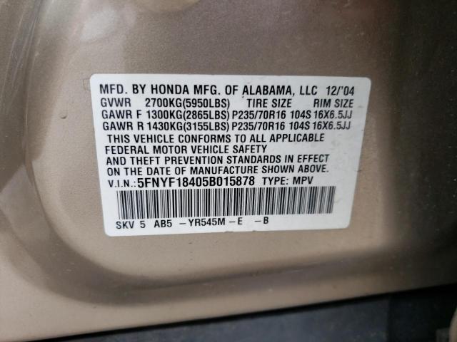 Photo 14 from auction – 2005 HONDA PILOT EX with VIN 5FNYF18405B015878