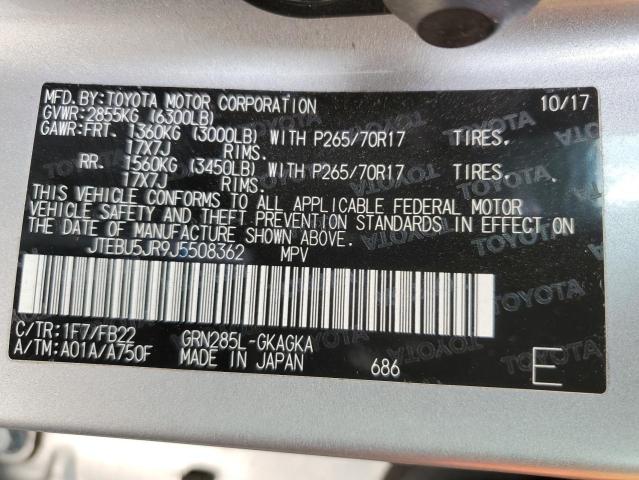 Photo 14 from auction – 2018 TOYOTA 4RUNNER SR with VIN JTEBU5JR9J5508362