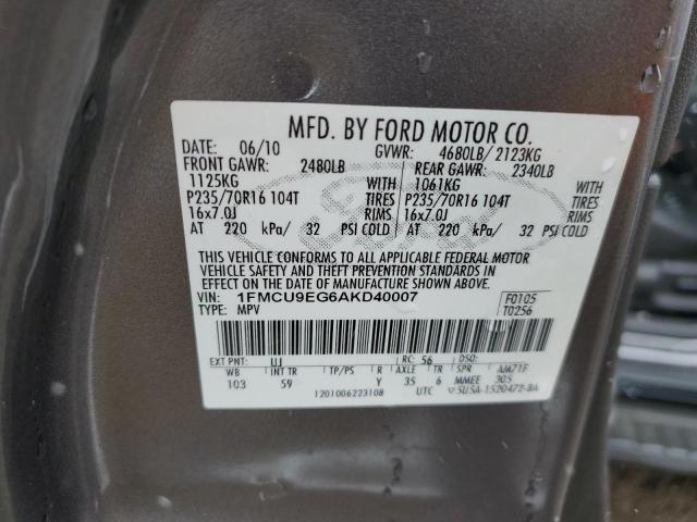 Photo 14 from auction – 2010 FORD ESCAPE LIM with VIN 1FMCU9EG6AKD40007