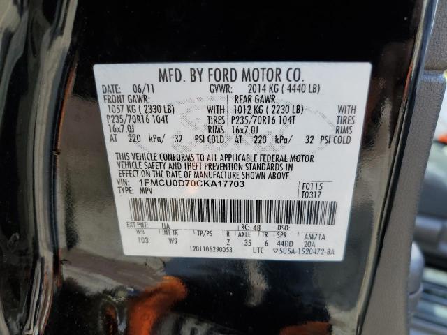 Photo 14 from auction – 2012 FORD ESCAPE XLT with VIN 1FMCU0D70CKA17703