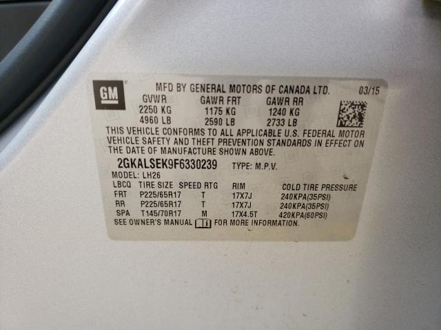 Photo 14 from auction – 2015 GMC TERRAIN SL with VIN 2GKALSEK9F6330239