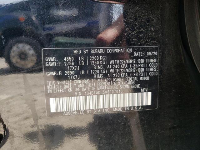 Photo 14 from auction – 2021 SUBARU OUTBACK PR with VIN 4S4BTADC5M3107040