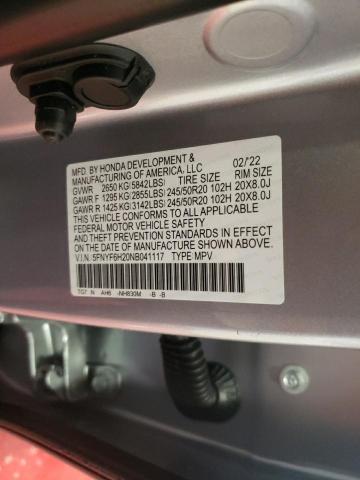Photo 10 from auction – 2022 HONDA PILOT SE with VIN 5FNYF6H20NB041117