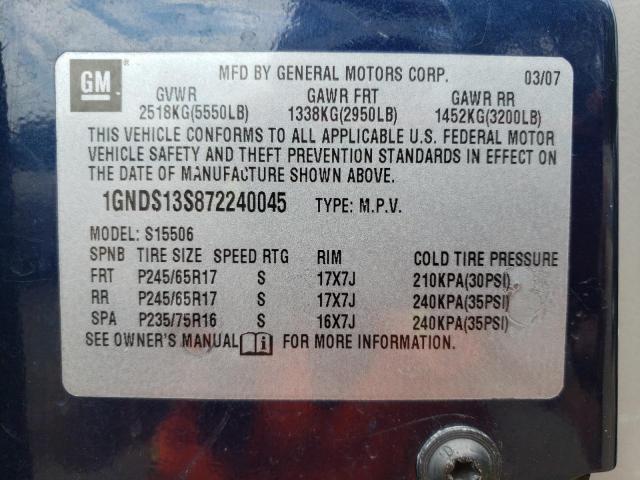 Photo 14 from auction – 2007 CHEVROLET TRAILBLAZE with VIN 1GNDS13S872240045