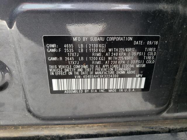 Photo 14 from auction – 2019 SUBARU OUTBACK 2. with VIN 4S4BSAHC6K3224300