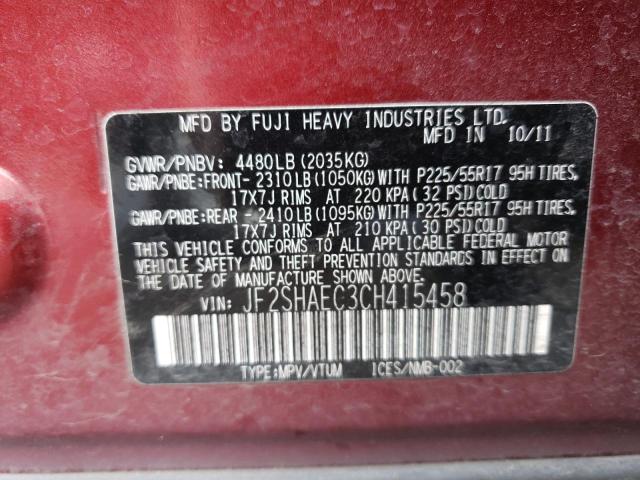 Photo 14 from auction – 2012 SUBARU FORESTER L with VIN JF2SHAEC3CH415458