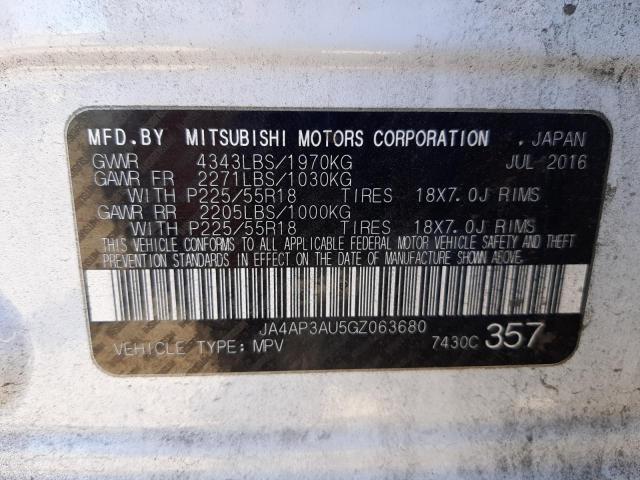 Photo 14 from auction – 2016 MITSUBISHI OUTLANDER with VIN JA4AP3AU5GZ063680