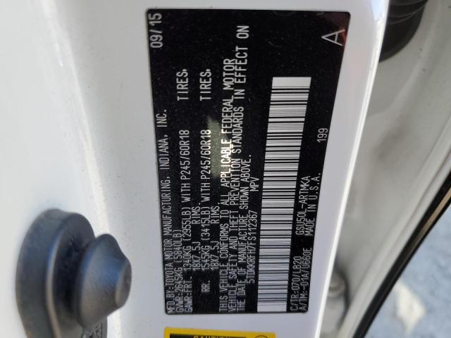 Photo 14 from auction – 2015 TOYOTA HIGHLANDER with VIN 5TDKKRFH7FS112367
