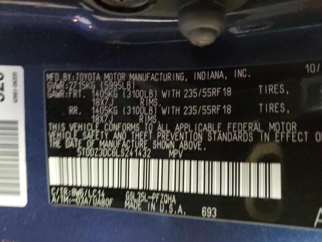 Photo 14 from auction – 2020 TOYOTA SIENNA XLE with VIN 5TDDZ3DC6LS241432