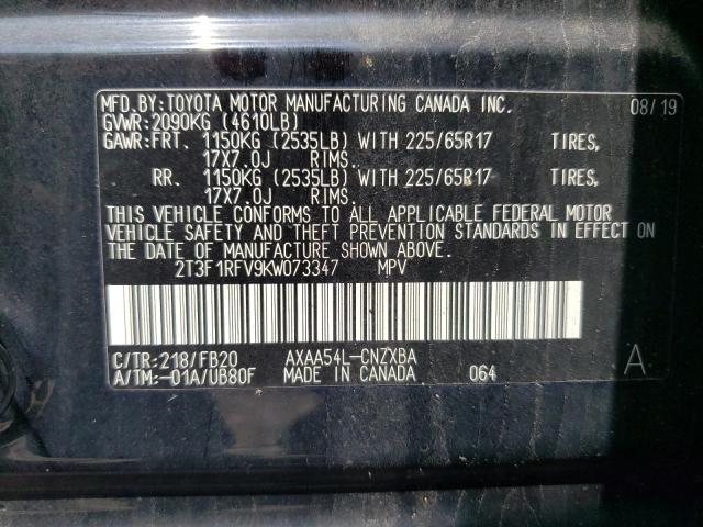 Photo 14 from auction – 2019 TOYOTA RAV4 LE with VIN 2T3F1RFV9KW073347