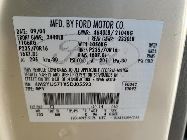 Photo 14 from auction – 2005 MERCURY MARINER with VIN 4M2YU571X5DJ05593
