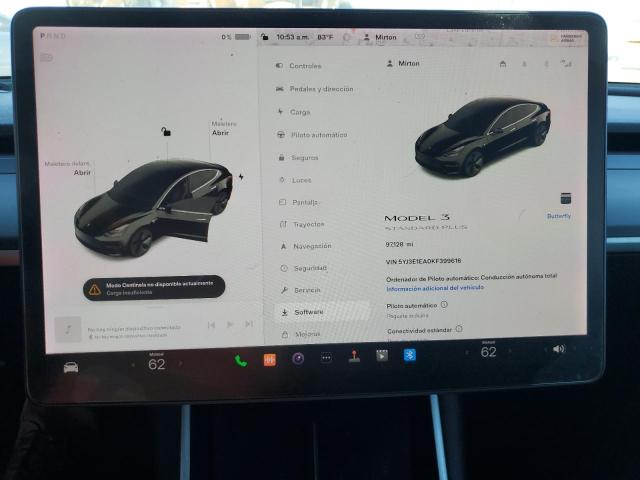 Photo 9 from auction – 2019 TESLA MODEL 3 with VIN 5YJ3E1EA0KF399616