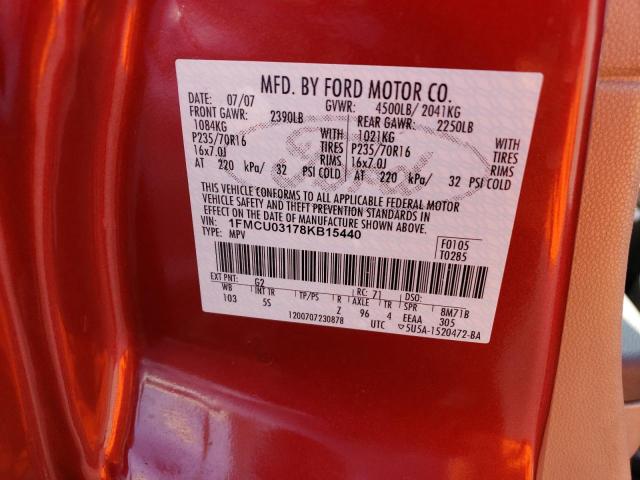 Photo 14 from auction – 2008 FORD ESCAPE XLT with VIN 1FMCU03178KB15440