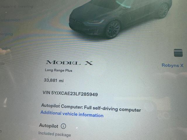 Photo 9 from auction – 2020 TESLA MODEL X with VIN 5YJXCAE23LF285949