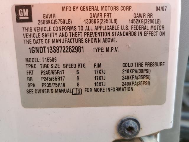Photo 14 from auction – 2007 CHEVROLET TRAILBLAZE with VIN 1GNDT13S872262981