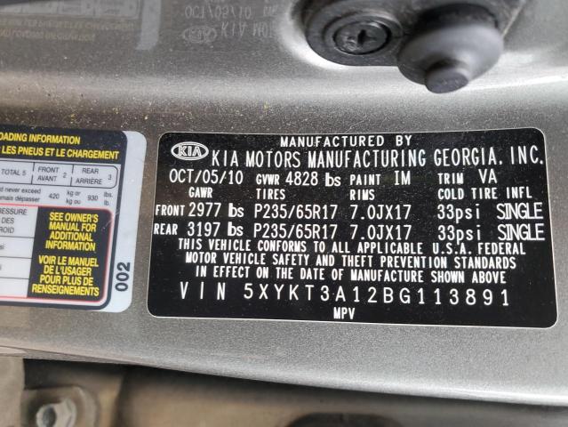 Photo 14 from auction – 2011 KIA SORENTO BA with VIN 5XYKT3A12BG113891