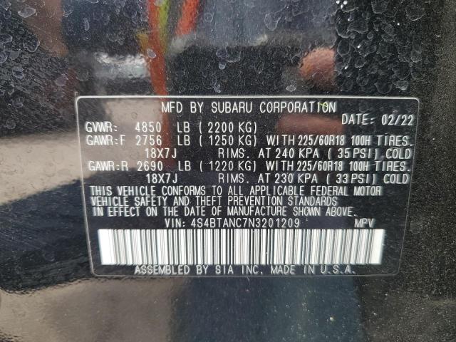 Photo 14 from auction – 2022 SUBARU OUTBACK LI with VIN 4S4BTANC7N3201209
