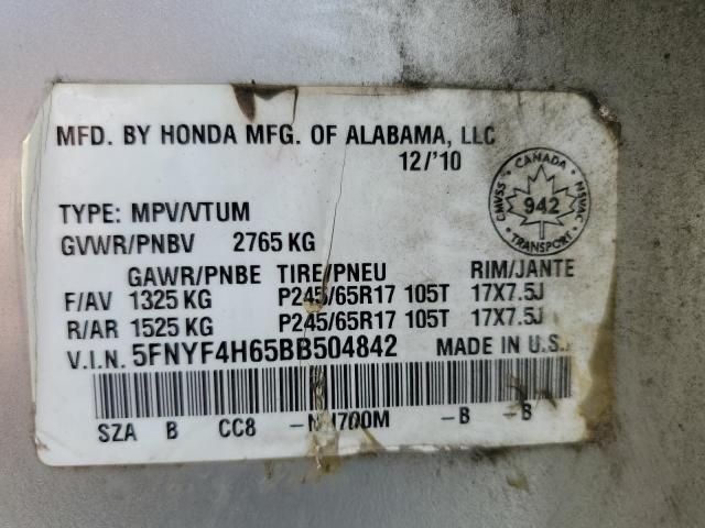Photo 14 from auction – 2011 HONDA PILOT EXL with VIN 5FNYF4H65BB504842
